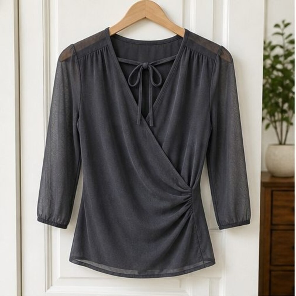 Charcoal Wrap Blouse